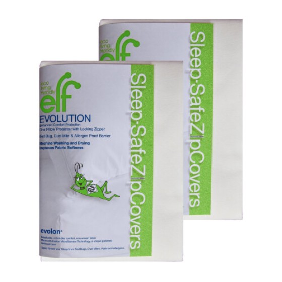 Pelindung Bantal Evolon Ekologis | Sarung dengan Ritsleting | Sarung Tidur Aman dengan Ritsleting, Paket 2, Ukuran Queen